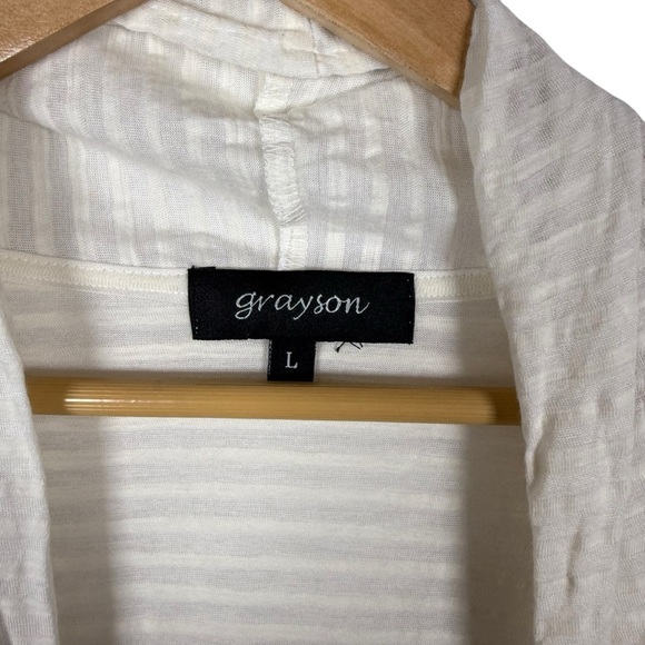 Grayson Women’s Open Semi-Sheer Striped Cardigan in Ivory Size L - Picture 5 of 7